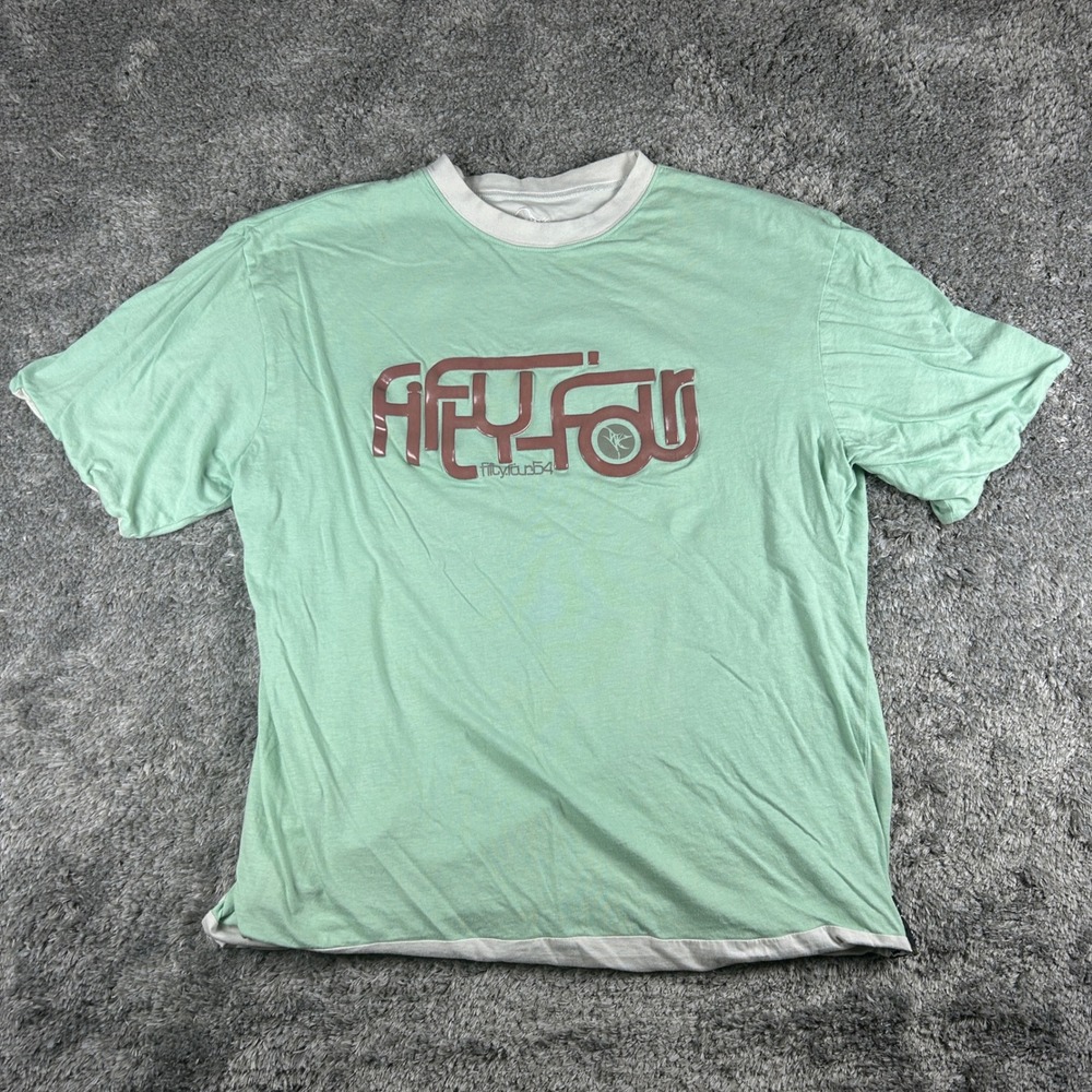 Fifty Four 54 Reversible Shirt Mens Large Green White Graphic Tee Streetwear Y2K